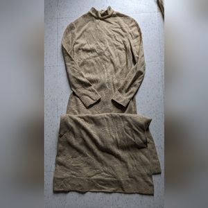 Vintage long gold knit with slit dress